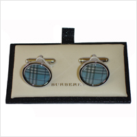 Burberry Cufflinks : Round Blue Check